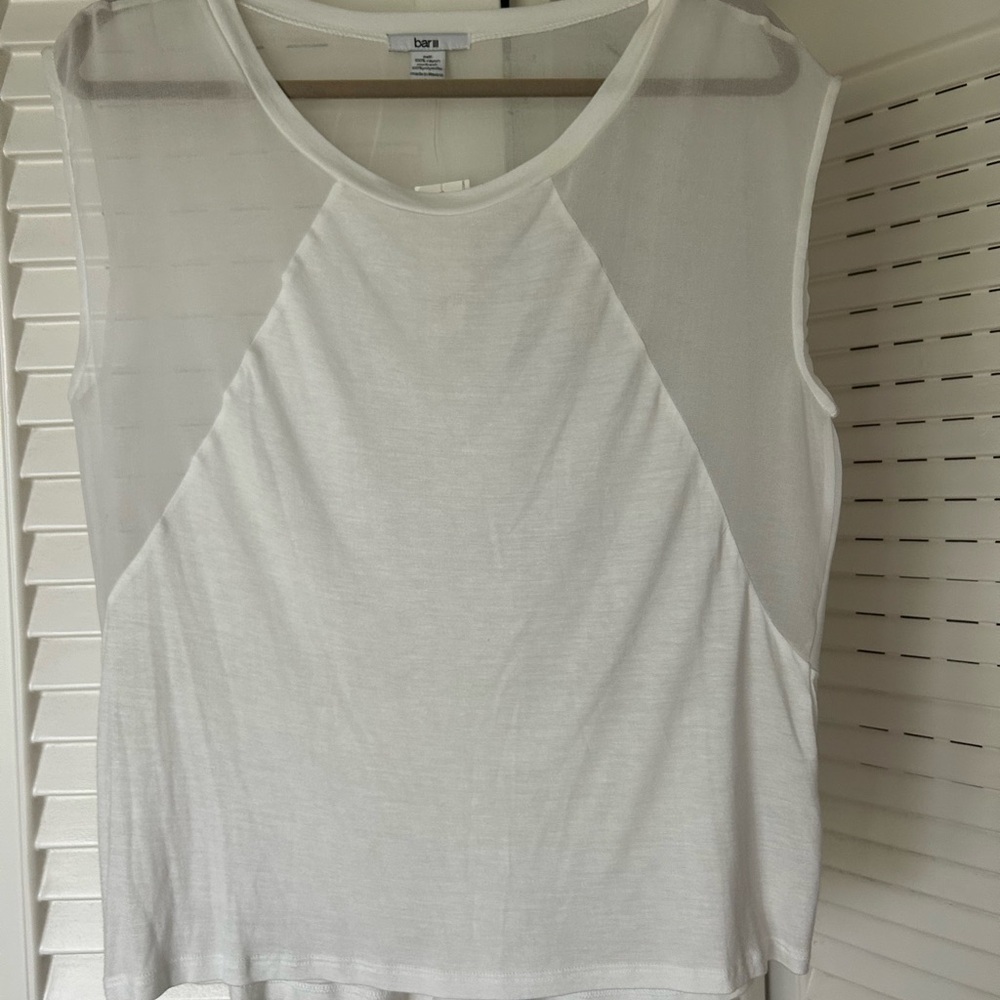Bar III White Asymmetrical Sleeveless Tank Top